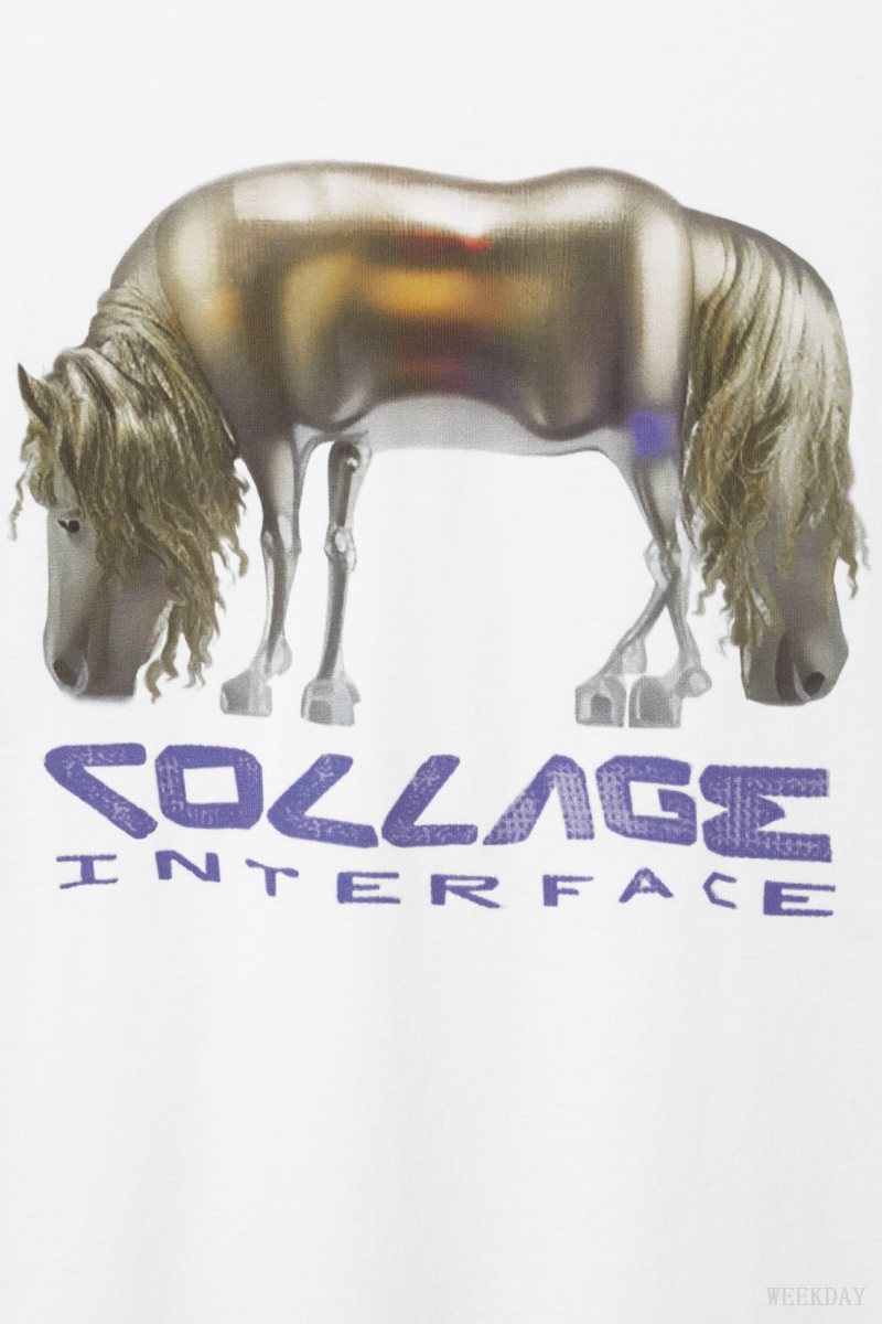 Weekday Oversized グラフィック Printed T-shirt Tシャツ メンズ AI Collage Horse Japan | P3C-8532