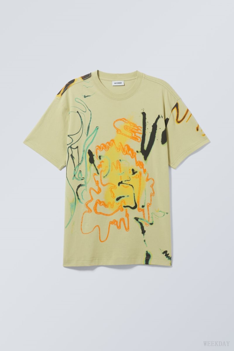 Weekday Oversized グラフィック Printed T-shirt Tシャツ メンズ Airbrushed Japan | F5F-6239