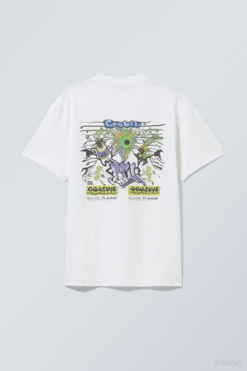 Weekday Oversized グラフィック Printed T-shirt Tシャツ メンズ Busy Print Japan | Q8U-8859