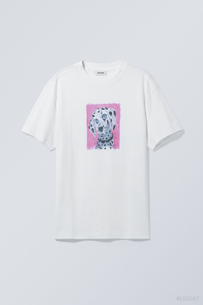 Weekday Oversized グラフィック Printed T-shirt Tシャツ メンズ Dalmatian Japan | V8B-6131