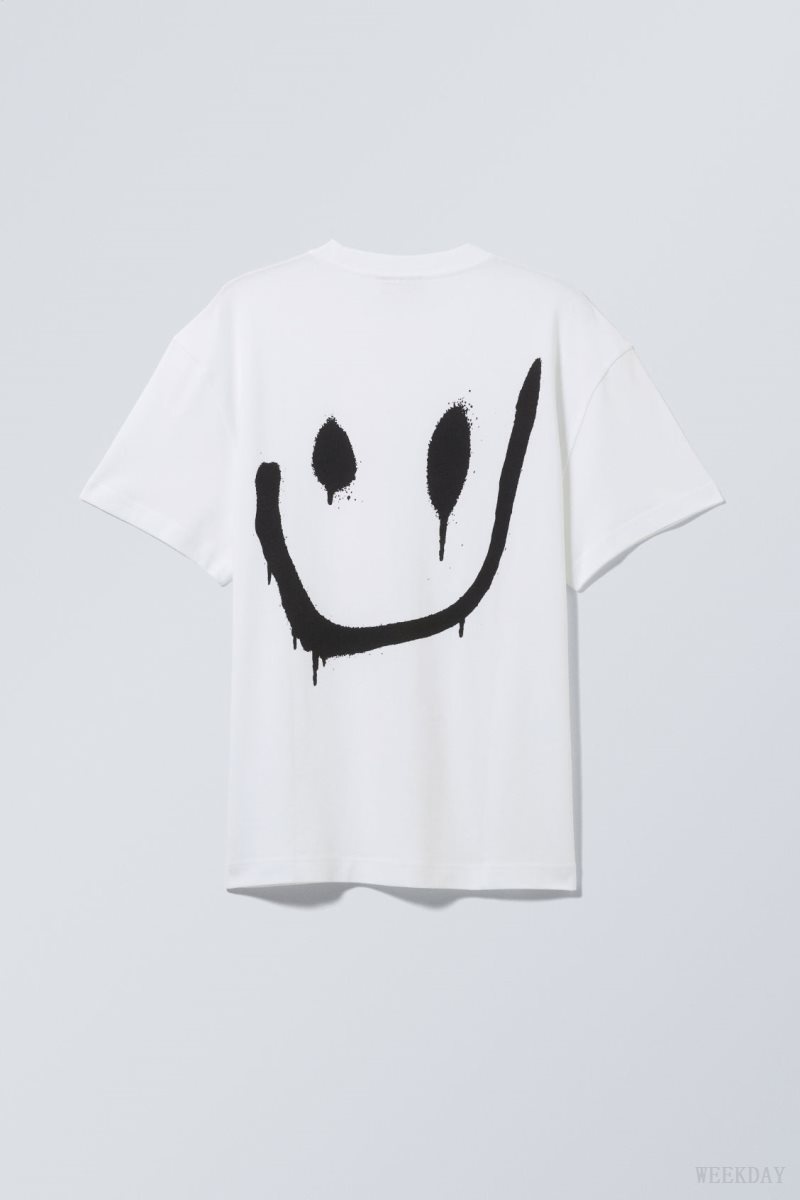 Weekday Oversized グラフィック Printed T-shirt Tシャツ メンズ Drippy Smiling Face Japan | F2W-2833