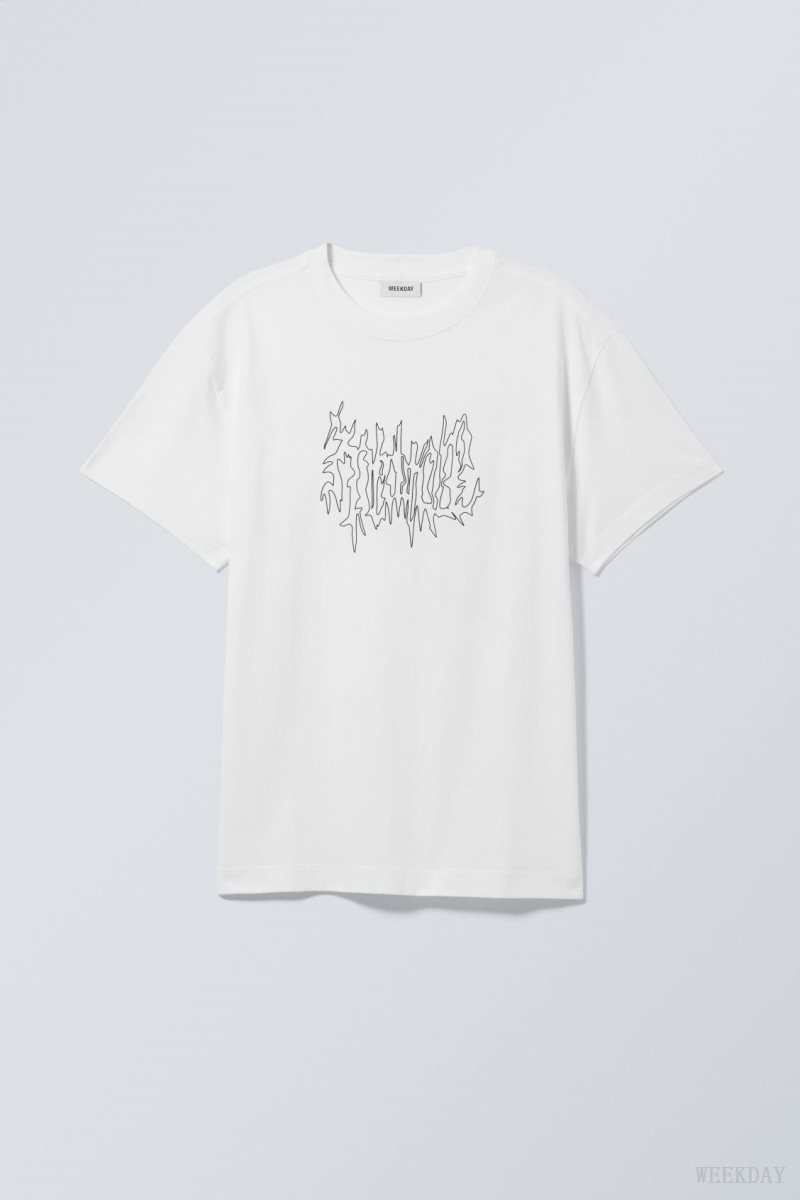 Weekday Oversized グラフィック Printed T-shirt Tシャツ メンズ Meditate Japan | Z8X-2980