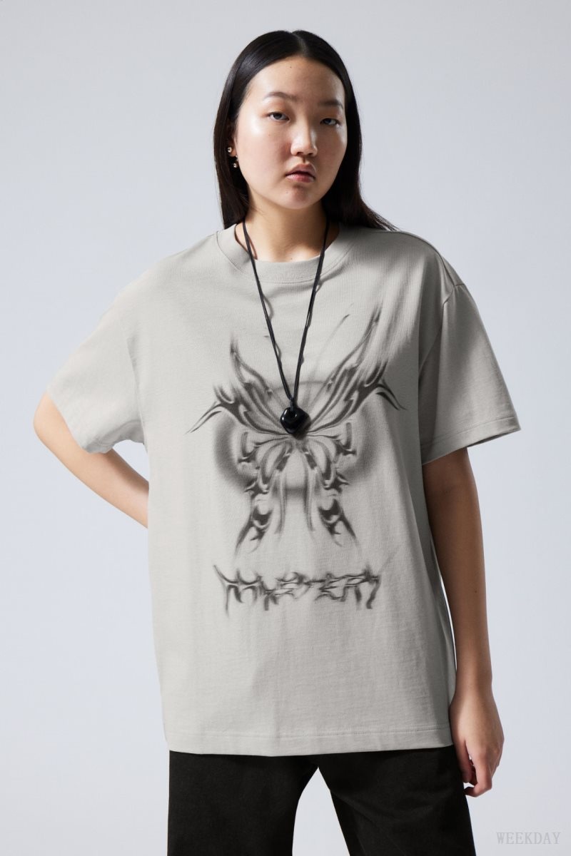 Weekday Oversized グラフィック Printed T-shirt Tシャツ レディース Mystery Butterfly Japan | O8F-9089