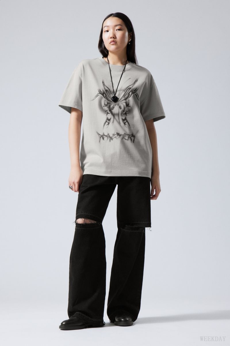 Weekday Oversized グラフィック Printed T-shirt Tシャツ レディース Mystery Butterfly Japan | O8F-9089