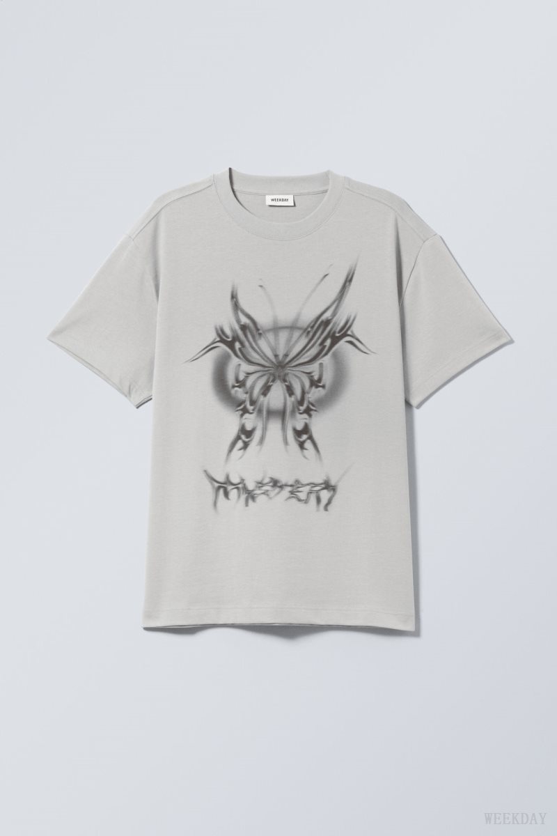 Weekday Oversized グラフィック Printed T-shirt Tシャツ レディース Mystery Butterfly Japan | O8F-9089