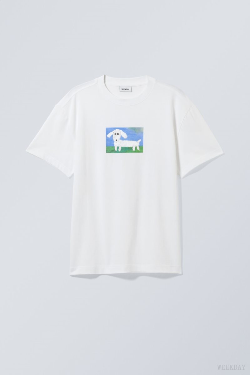 Weekday Oversized グラフィック Printed T-shirt Tシャツ メンズ Paper Dog Japan | Q3R-0797