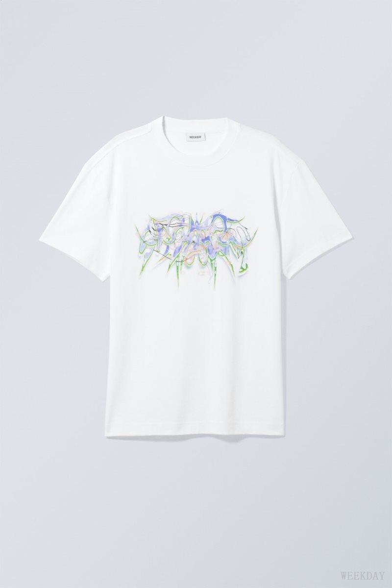 Weekday Oversized グラフィック Printed T-shirt Tシャツ メンズ System Japan | H3R-4158