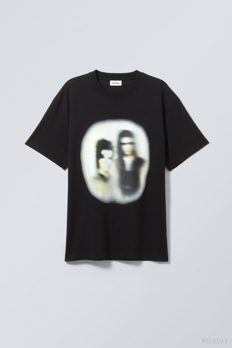 Weekday Oversized グラフィック Printed T-shirt Tシャツ メンズ The Blurry Band Japan | S6P-5797