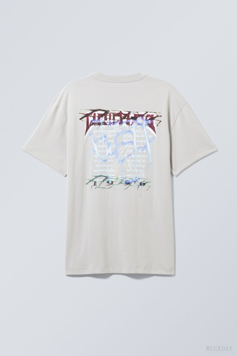 Weekday Oversized グラフィック Printed T-shirt Tシャツ メンズ グレー Japan | N1B-3929