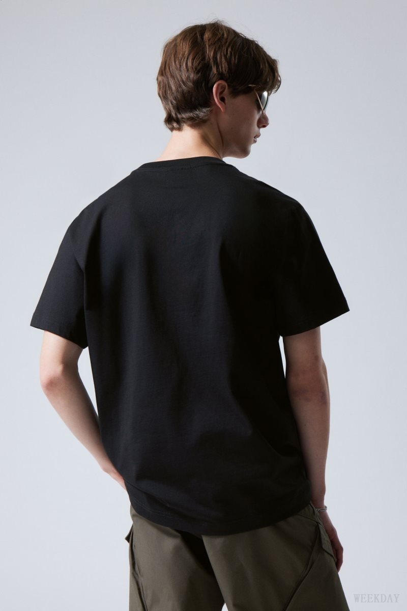 Weekday Oversized グラフィック Printed T-shirt Tシャツ メンズ 黒 Japan | R1Q-6831