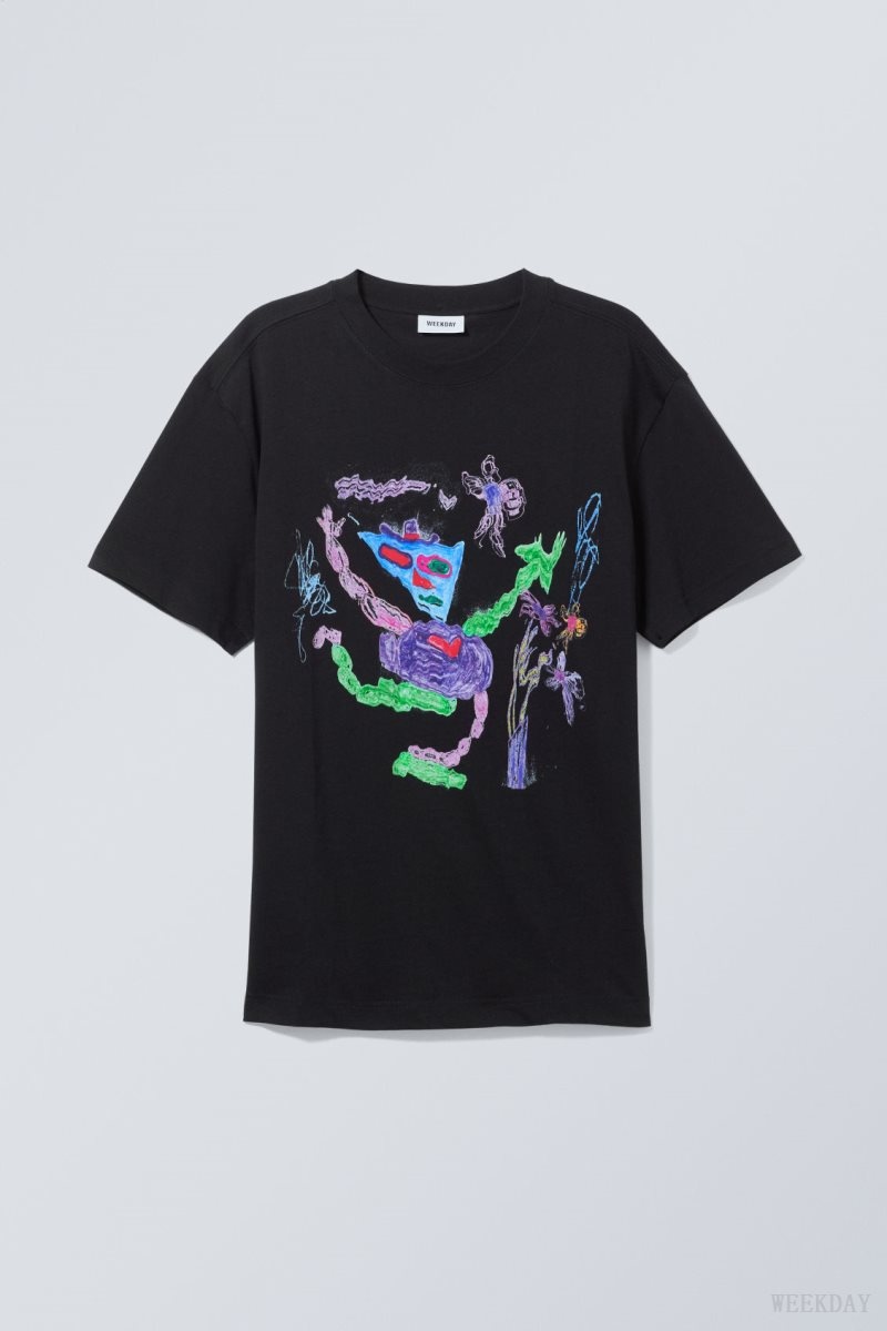 Weekday Oversized グラフィック Printed T-shirt Tシャツ メンズ 花柄 Japan | V5Z-4878