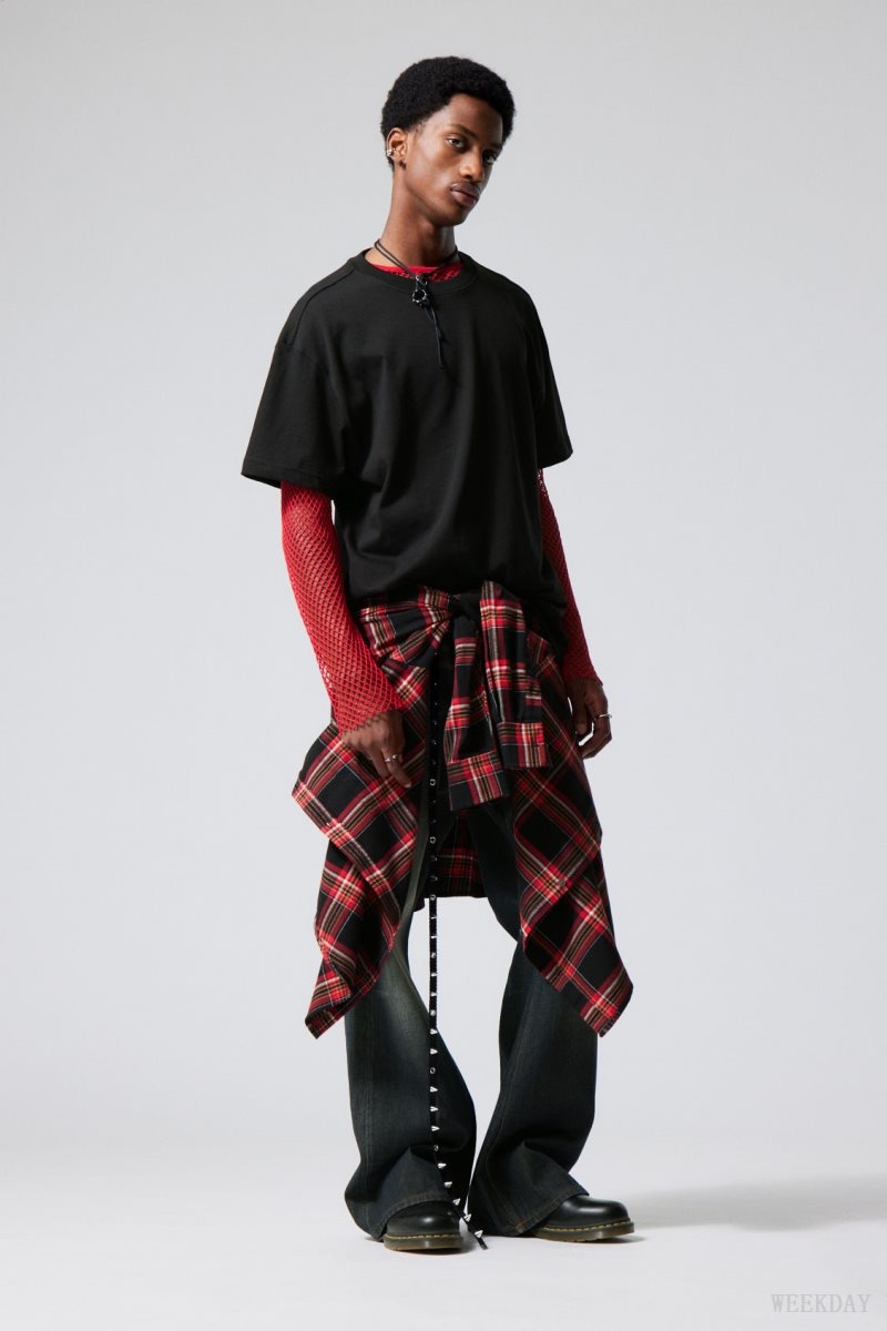 Weekday Oversized グラフィック Printed T-shirt Tシャツ メンズ 黒 Japan | W0X-3568