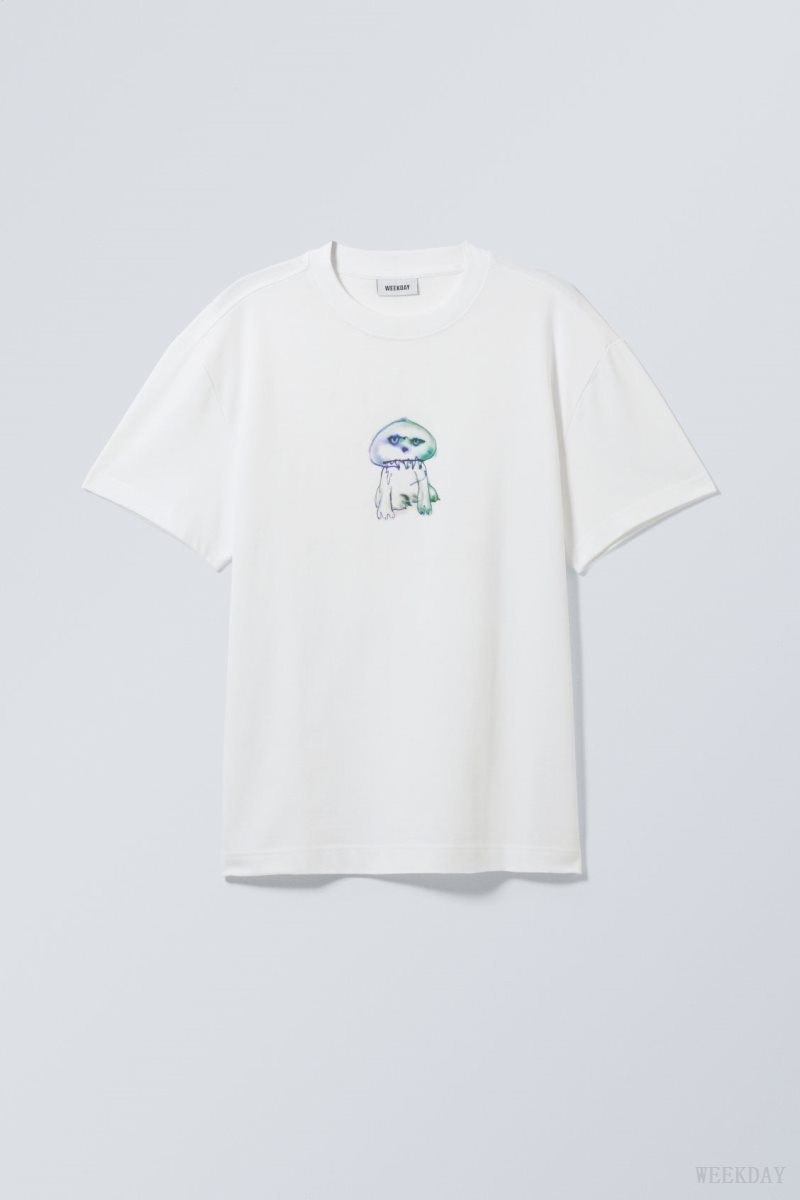 Weekday Oversized グラフィック Printed T-shirt Tシャツ メンズ 紫 緑 Japan | A9C-9107