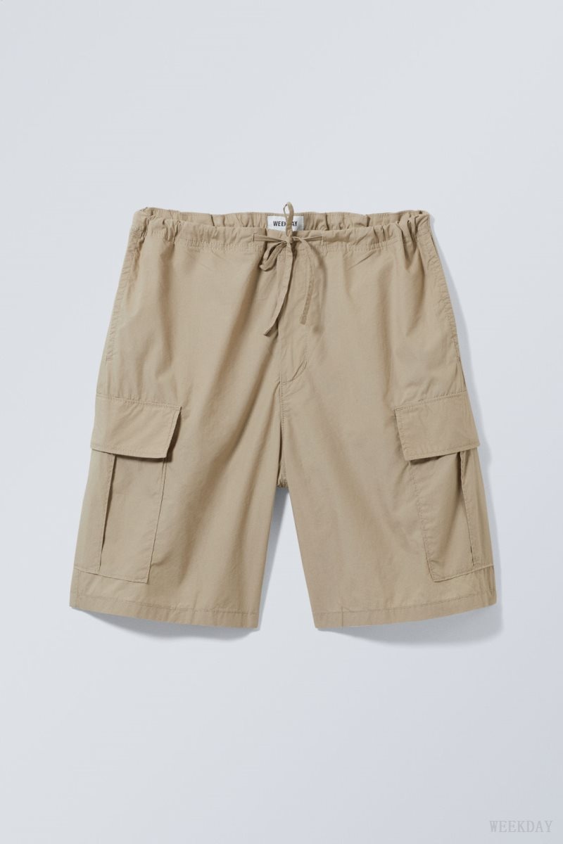 Weekday Parachute Loose Cargo Shorts ショートパンツ メンズ ベージュ Japan | Y6O-9416