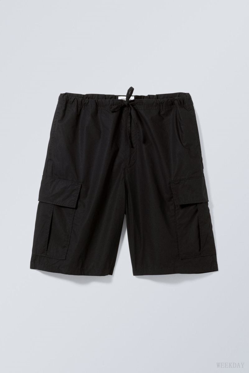 Weekday Parachute Loose Cargo Shorts ショートパンツ メンズ 黒 Japan | V6Y-2981