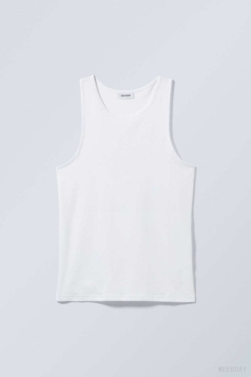 Weekday Regular Tank Top タンクトップ メンズ 白 Japan | P0N-2926