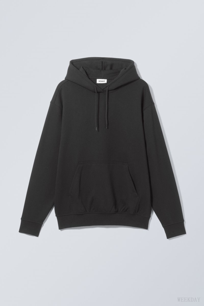 Weekday Relaxed Heavy Hoodie パーカー メンズ 黒 Japan | Q7T-5155