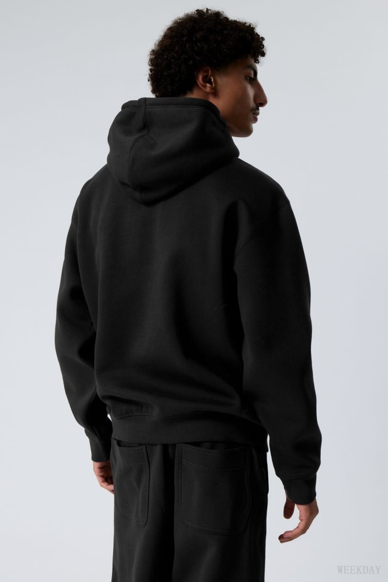 Weekday Relaxed Heavy Hoodie パーカー メンズ 黒 Japan | Q7T-5155