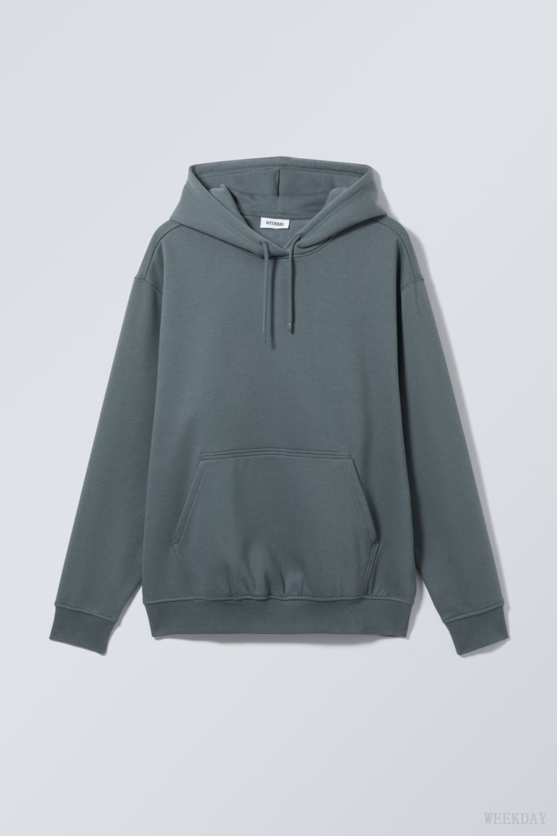 Weekday Relaxed Heavy Hoodie パーカー メンズ 暗ターコイズ Japan | Q8C-3597