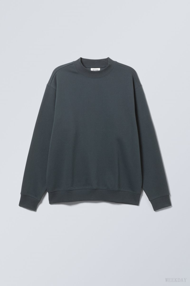 Weekday Relaxed Heavyweight Sweatshirt スウェットシャツ メンズ 暗グレー Japan | C6H-8085