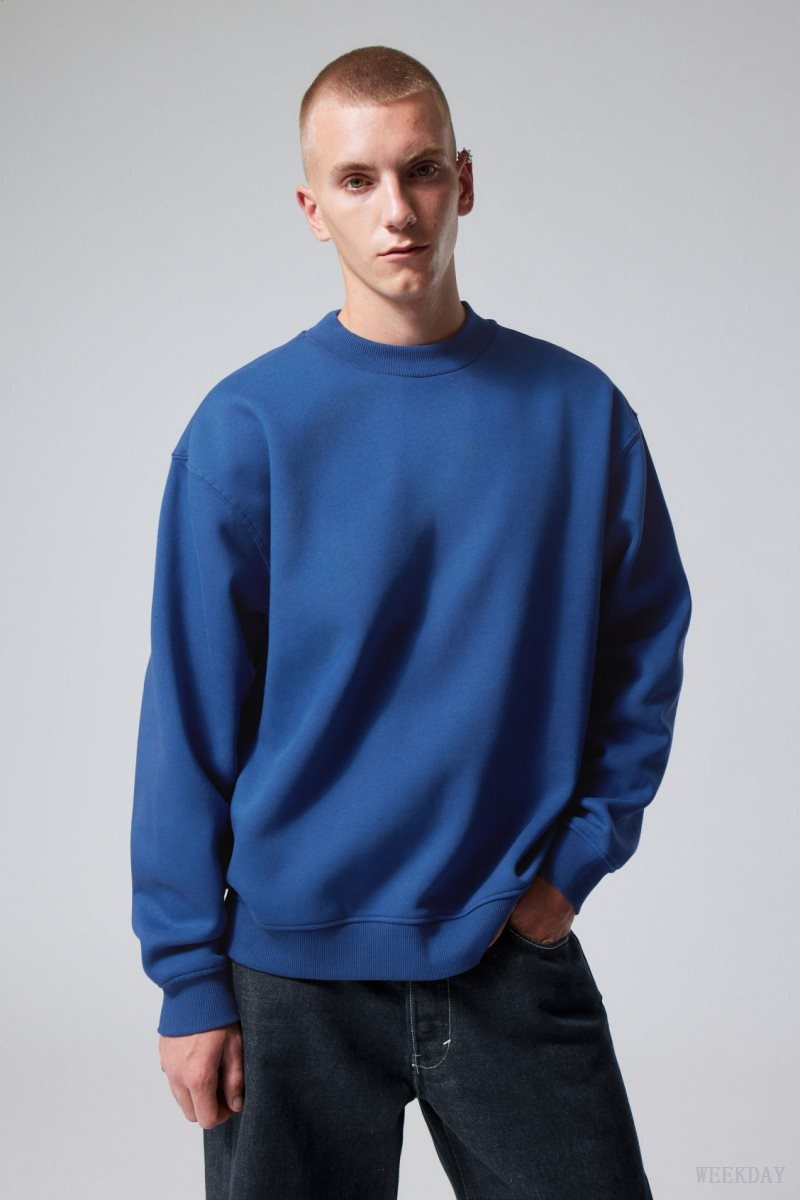 Weekday Relaxed Heavyweight Sweatshirt スウェットシャツ メンズ 青 Japan | X1S-7269