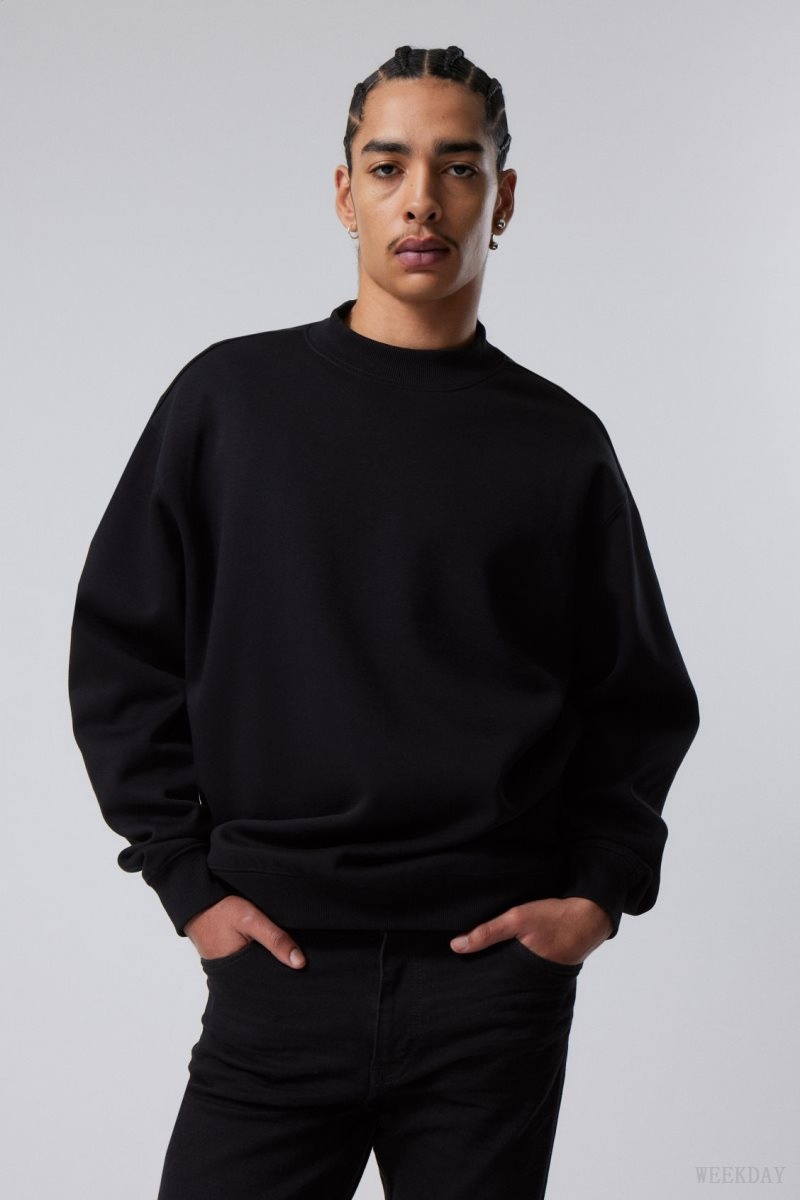 Weekday Relaxed Heavyweight Sweatshirt スウェットシャツ メンズ 黒 Japan | D5U-0453