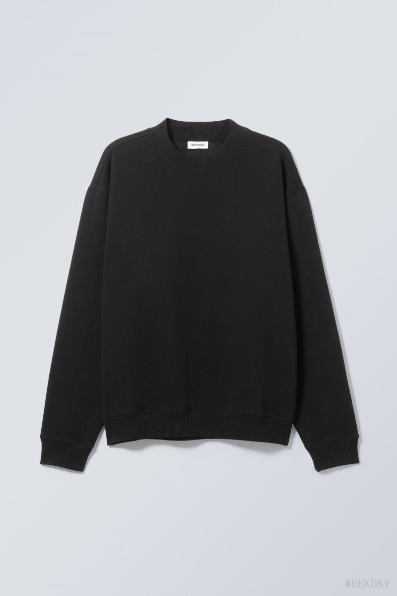 Weekday Relaxed Heavyweight Sweatshirt スウェットシャツ メンズ 黒 Japan | D5U-0453