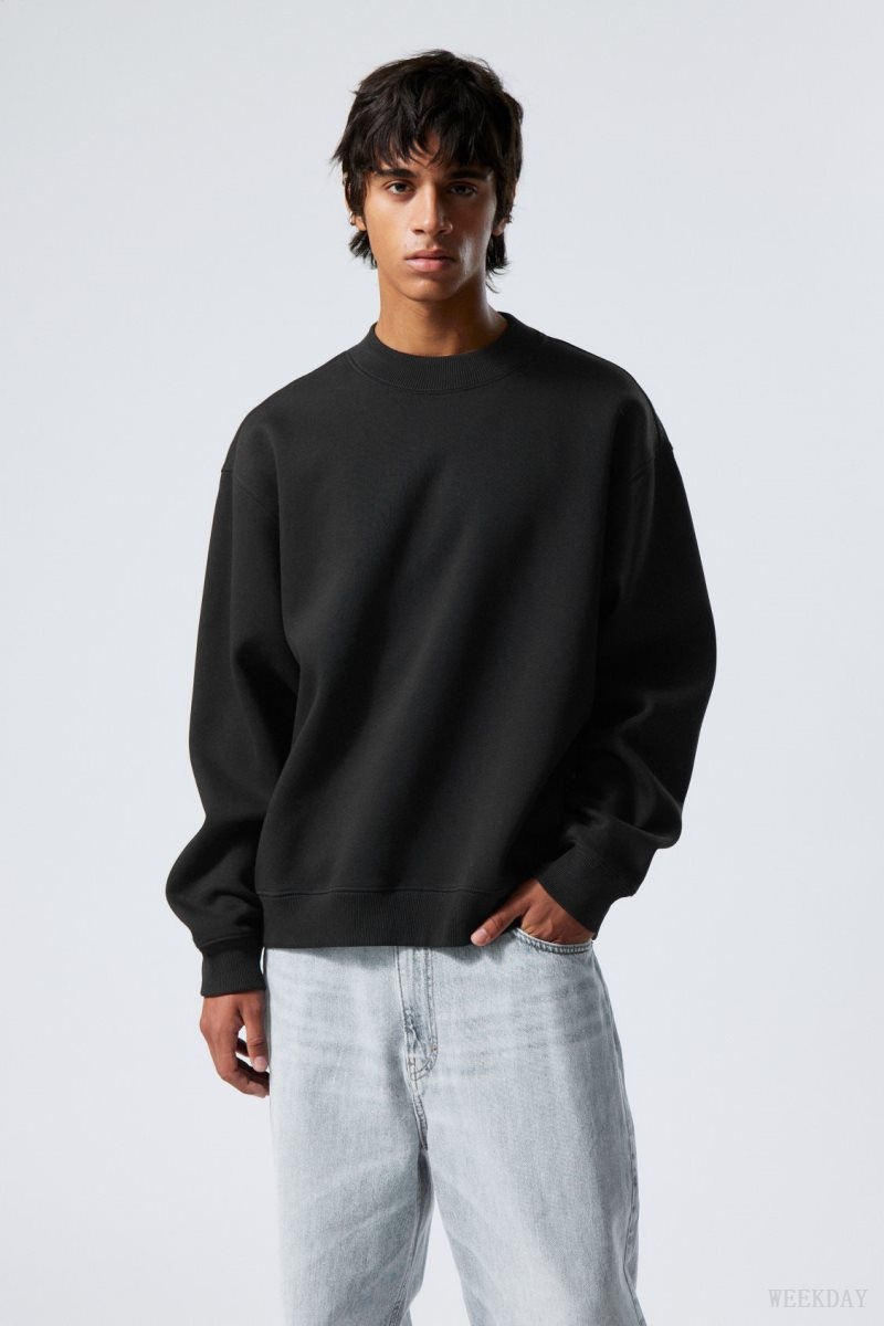 Weekday Relaxed Heavyweight Sweatshirt スウェットシャツ メンズ 黒 Japan | D5U-0453