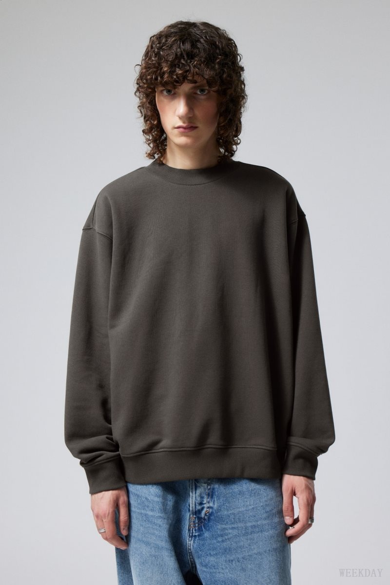 Weekday Relaxed Heavyweight Sweatshirt スウェットシャツ メンズ 黒 Japan | F1F-3498