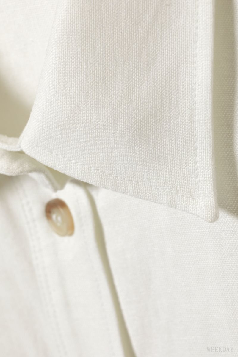 Weekday Relaxed Linen Mix Shirt シャツ レディース 白 Japan | Z9Q-3336