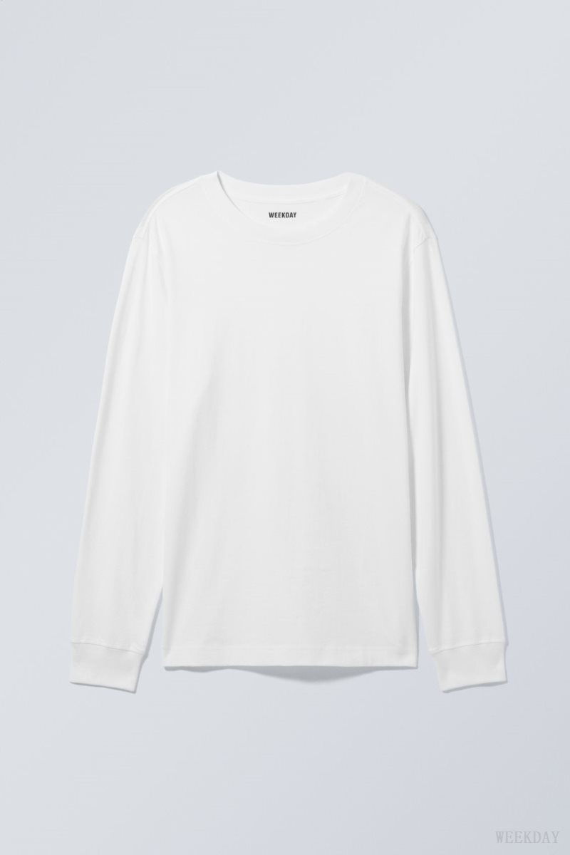 Weekday Relaxed Midweight Long Sleeve スウェットシャツ メンズ 白 Japan | X6G-9503