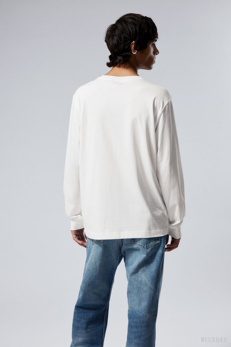 Weekday Relaxed Midweight Long Sleeve スウェットシャツ メンズ 白 Japan | X6G-9503