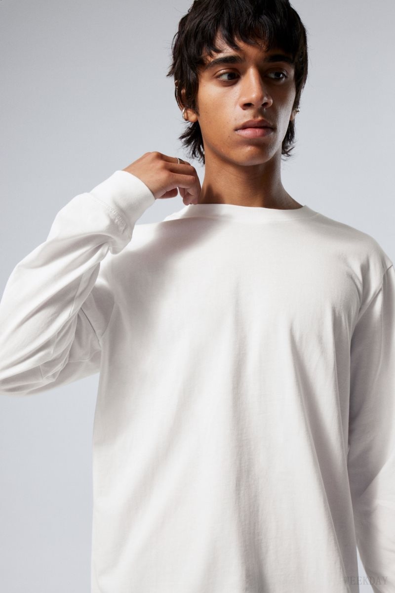 Weekday Relaxed Midweight Long Sleeve スウェットシャツ メンズ 白 Japan | X6G-9503