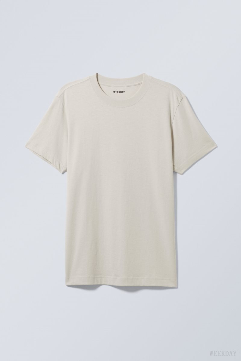 Weekday Relaxed Midweight T-shirt Tシャツ メンズ Ecru Japan | F6K-9173