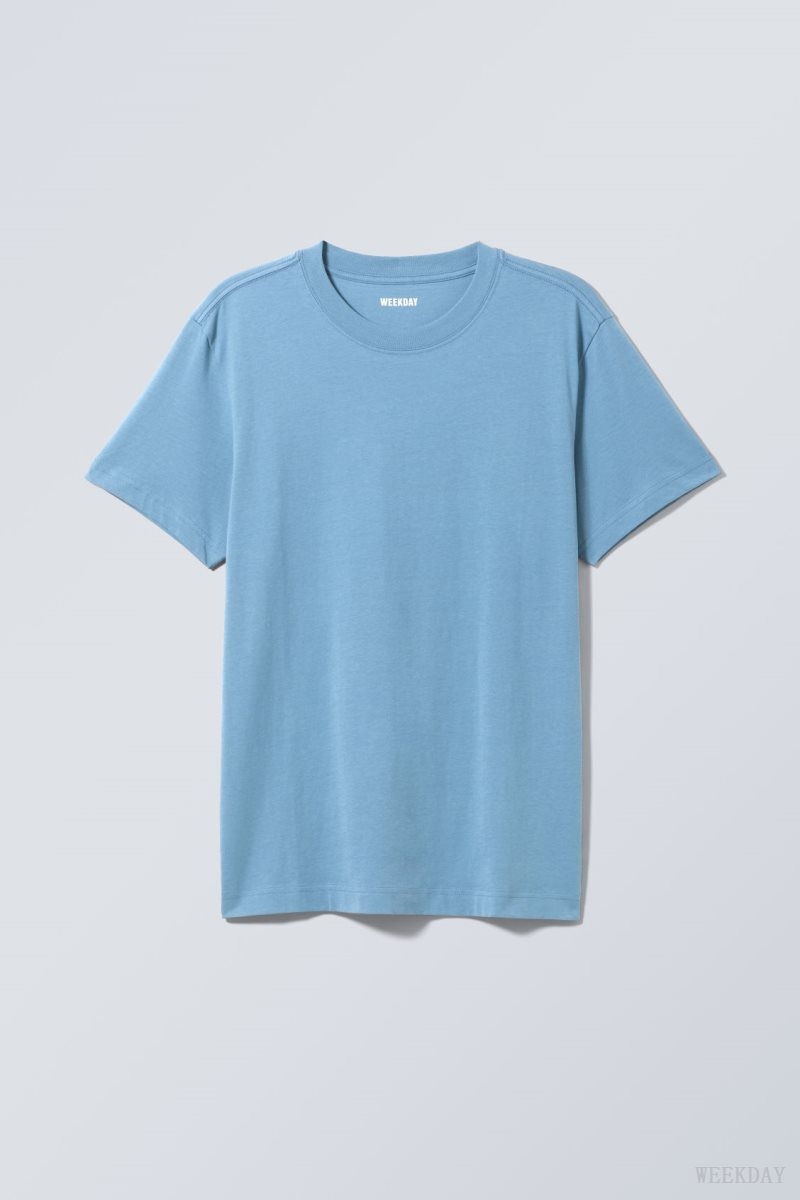 Weekday Relaxed Midweight T-shirt Tシャツ メンズ ライト青 Japan | O3E-2539