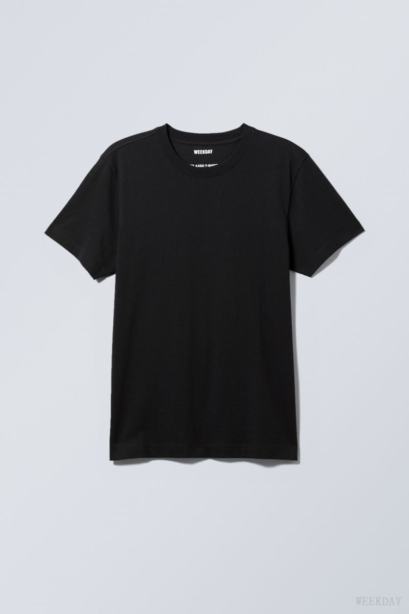 Weekday Relaxed Midweight T-shirt Tシャツ メンズ 黒 Japan | R3M-6442