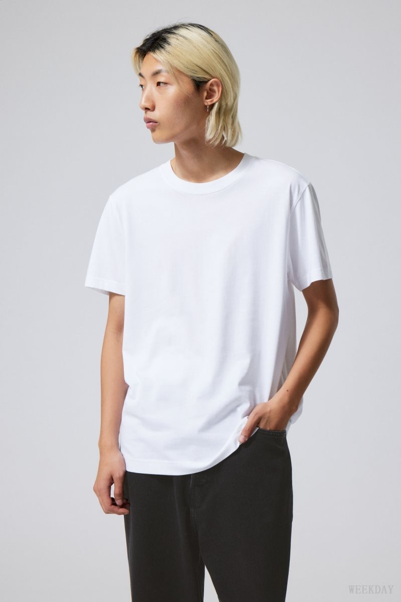 Weekday Relaxed Midweight T-shirt Tシャツ メンズ 白 Japan | V0M-2403