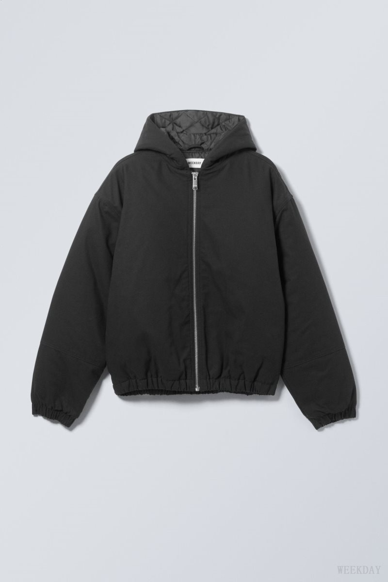 Weekday Remy フード付き Bomber Jacket ジャケット メンズ 黒 Japan | I2S-2516