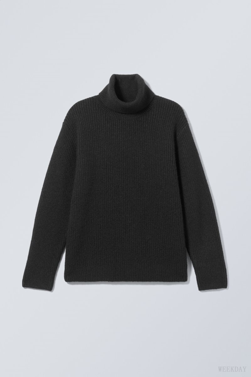 Weekday Renzo Relaxed ウール Blend Turtleneck アクセサリー メンズ 黒 Japan | J2B-5572