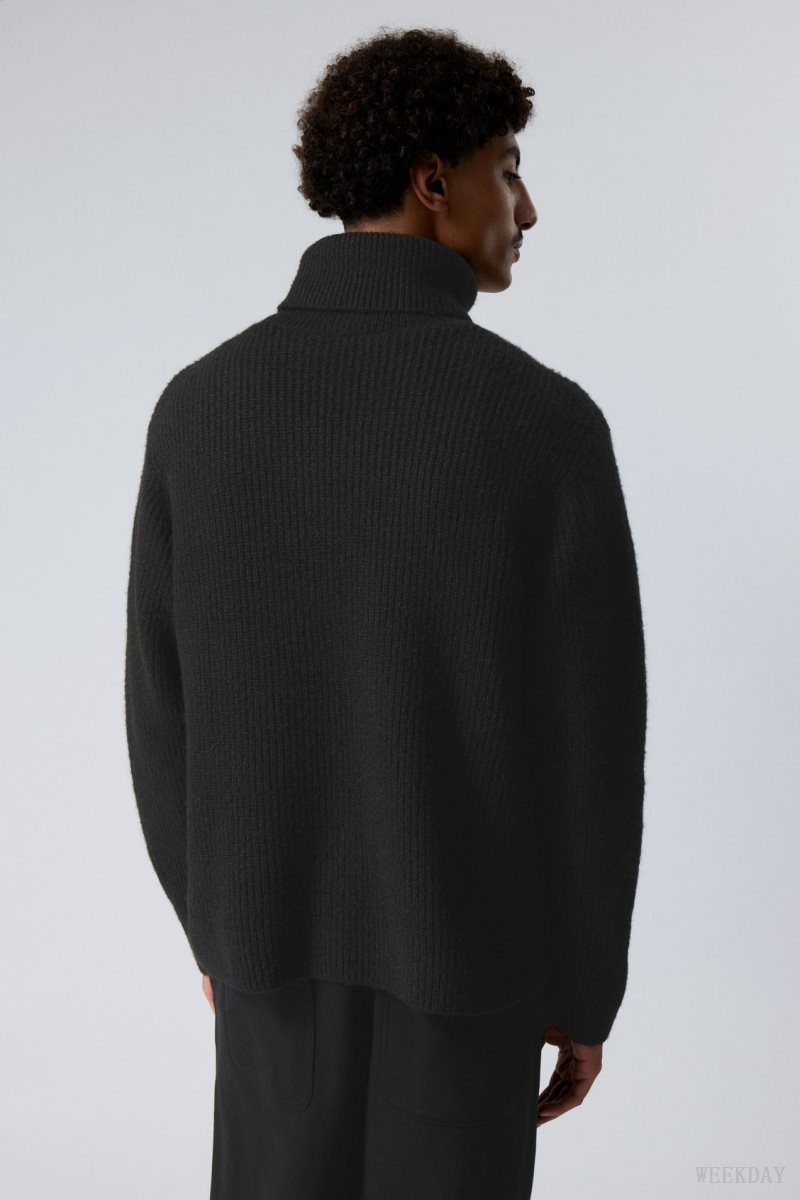 Weekday Renzo Relaxed ウール Blend Turtleneck アクセサリー メンズ 黒 Japan | J2B-5572