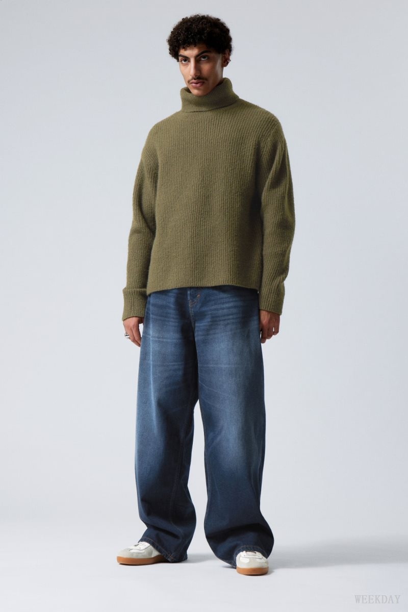 Weekday Renzo Relaxed ウール Blend Turtleneck アクセサリー メンズ カーキ 緑 Japan | P2I-0141