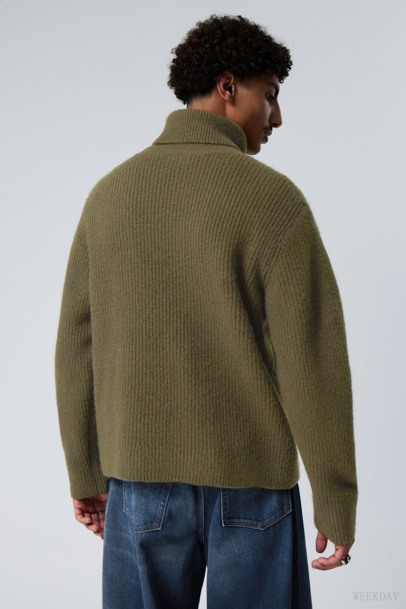 Weekday Renzo Relaxed ウール Blend Turtleneck アクセサリー メンズ カーキ 緑 Japan | P2I-0141