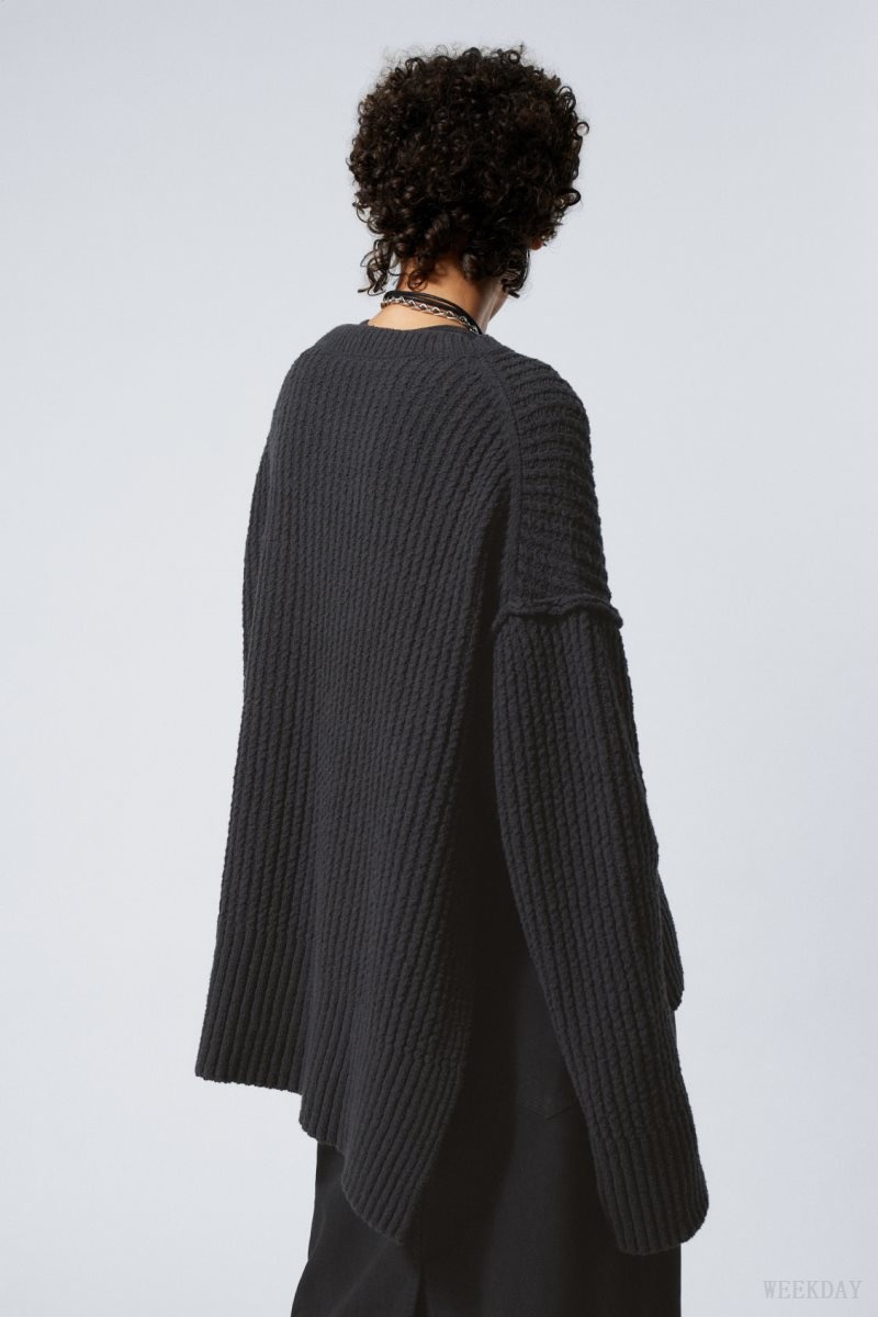 Weekday Rey Oversize Asymmetric Sweater セーター レディース 暗グレー Japan | J3L-6561