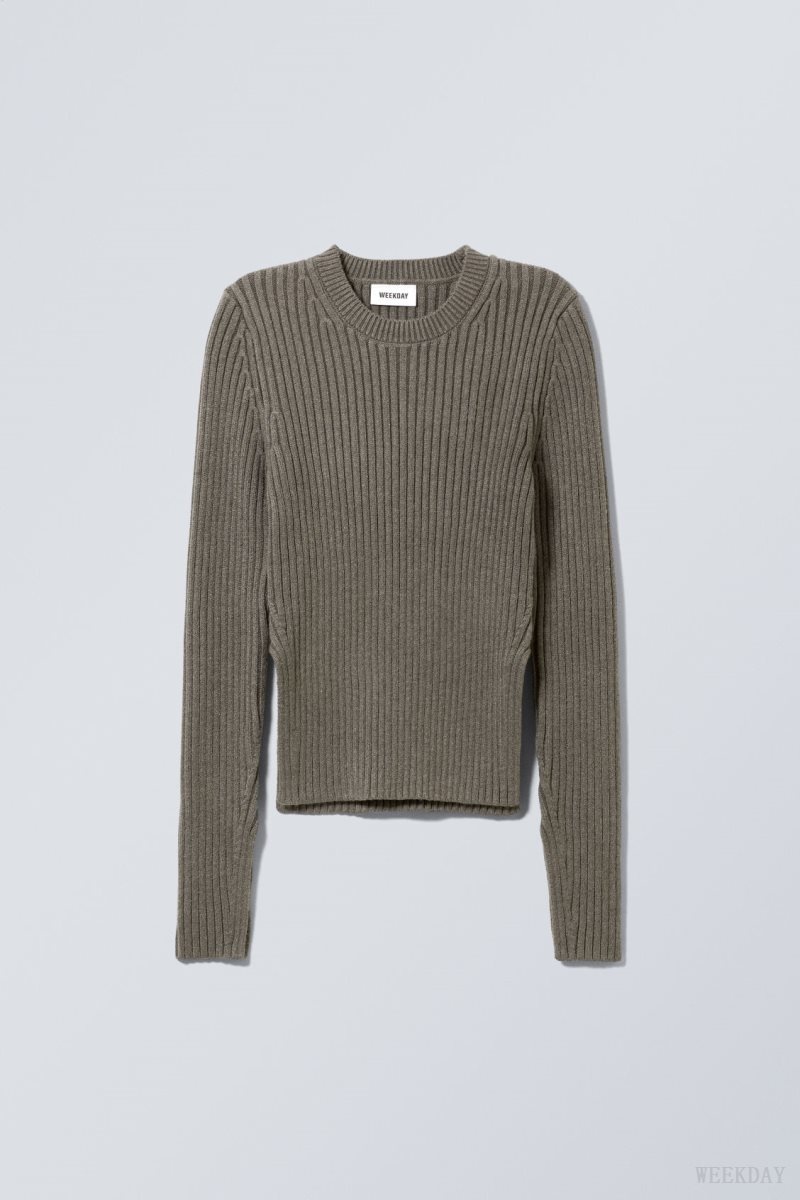 Weekday Rora Rib Sweater セーター レディース 暗 Japan | B2F-2091