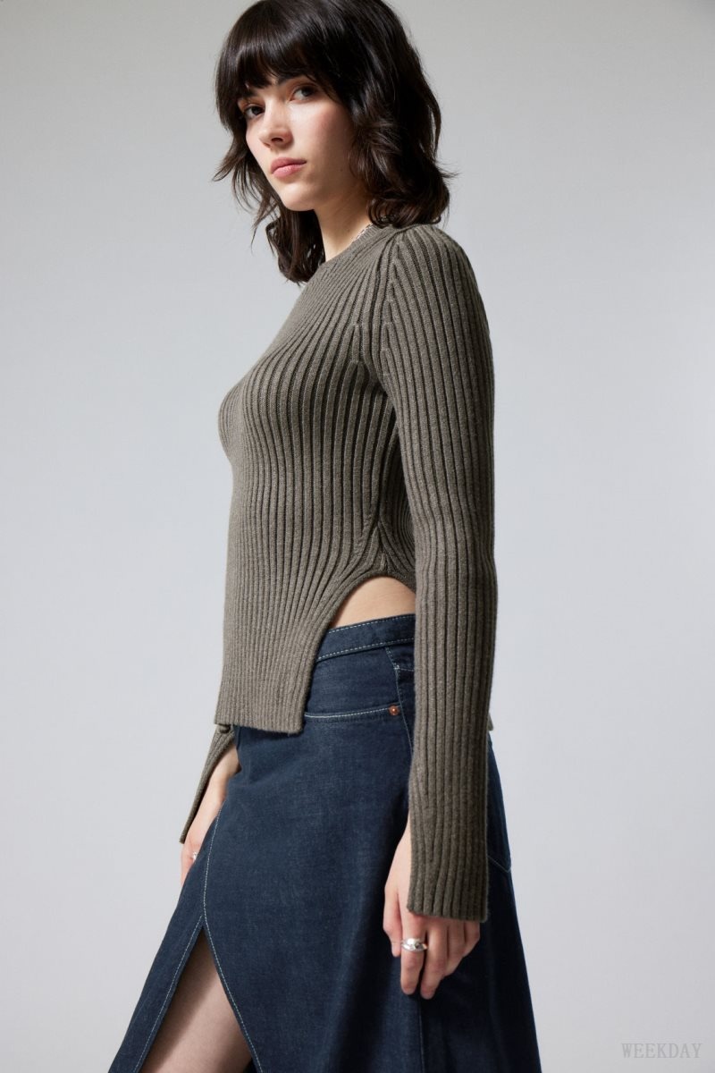 Weekday Rora Rib Sweater セーター レディース 暗 Japan | B2F-2091