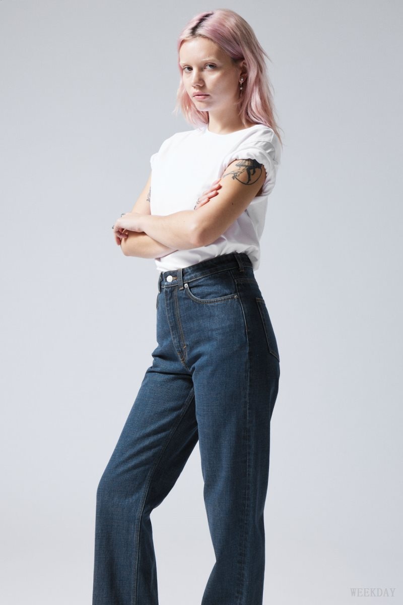 Weekday Rowe Extra High 真っ直ぐ Jeans デニム レディース 青 Japan | V1W-1669