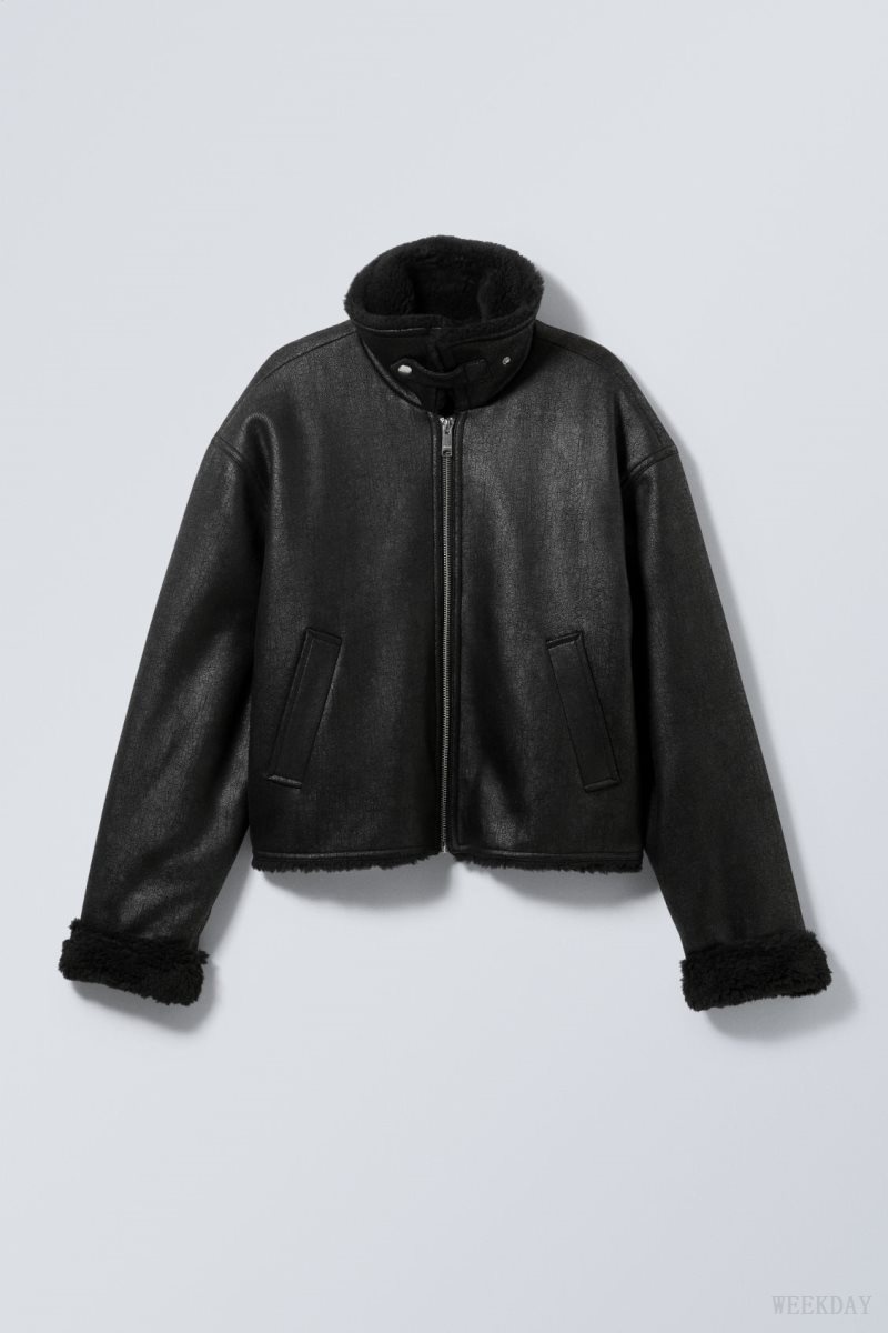 Weekday Sim Shearling Jacket ジャケット メンズ 黒 Japan | M3L-3173