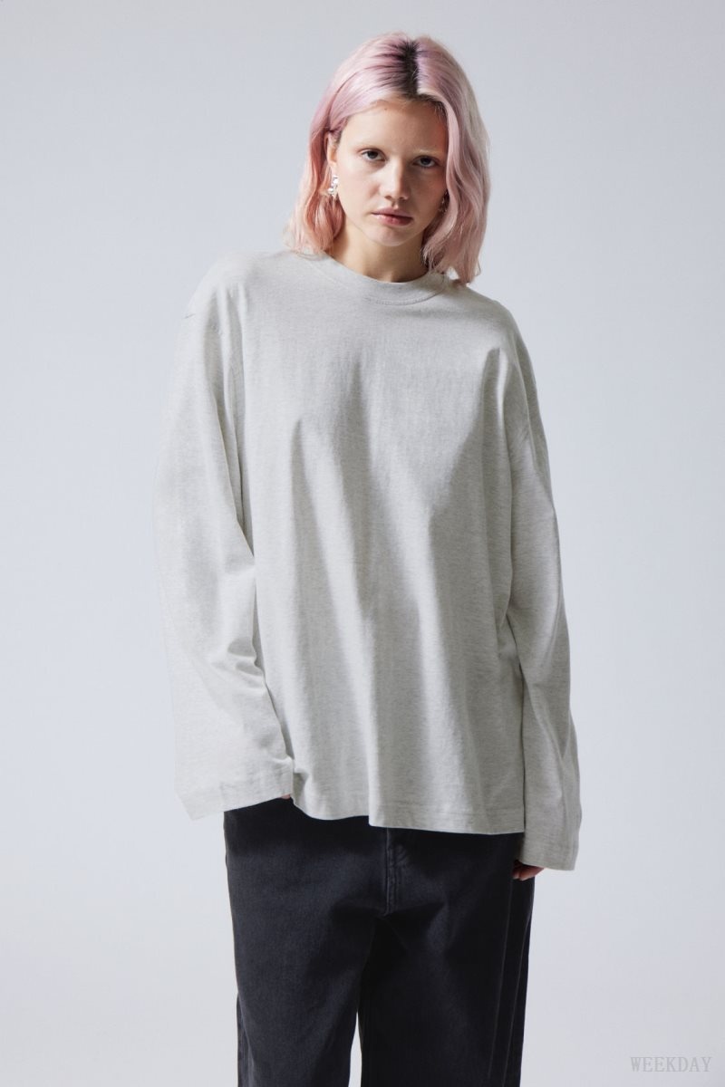 Weekday Soft Oversized Long Sleeve Top トップス レディース ライトグレー Japan | W0G-9985