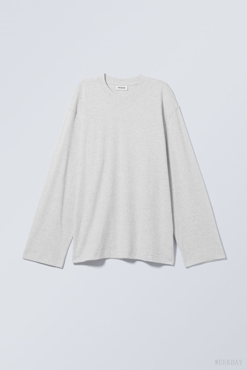 Weekday Soft Oversized Long Sleeve Top トップス レディース ライトグレー Japan | W0G-9985