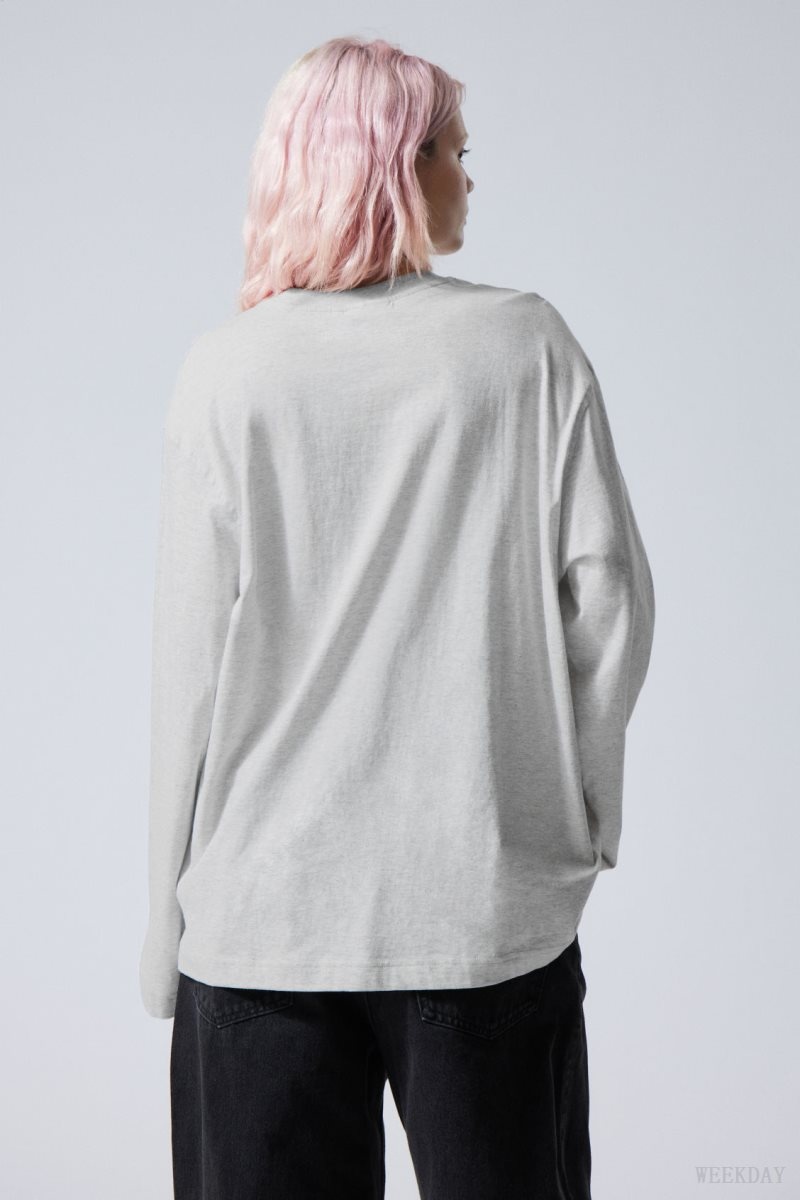 Weekday Soft Oversized Long Sleeve Top トップス レディース ライトグレー Japan | W0G-9985